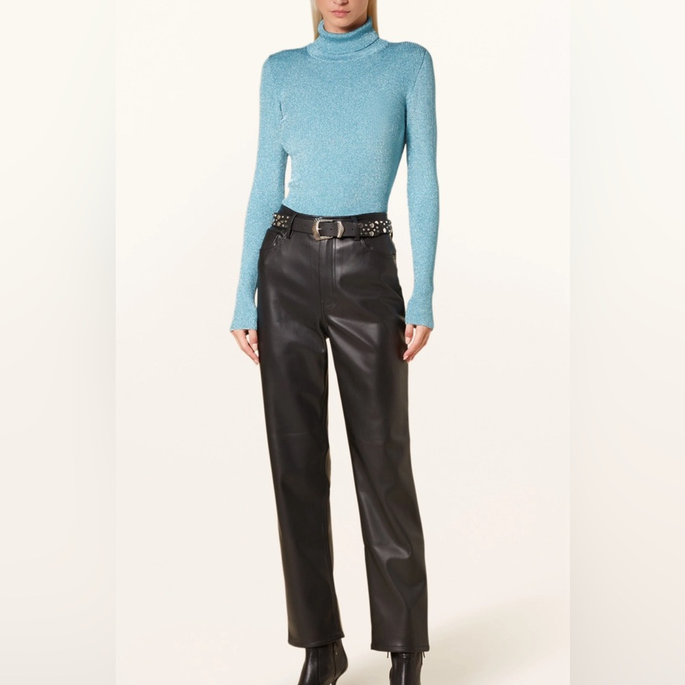 GESTUZ Turtleneck shirt SILVIGZ with glitter thread Women’s New Size XS Blue